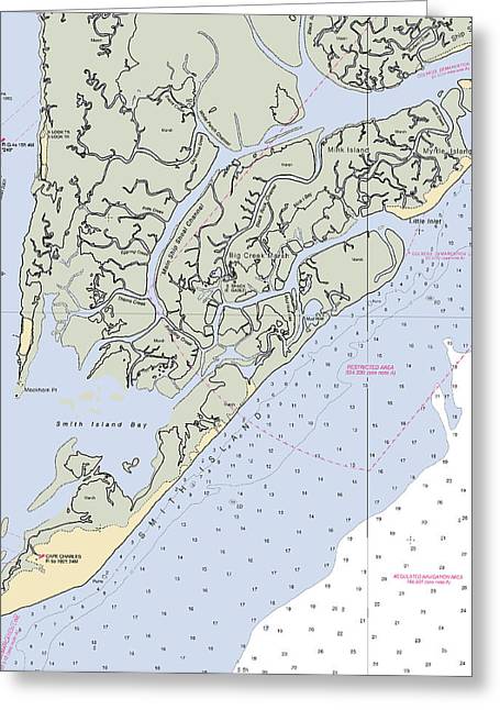 Cape Charles-virginia Nautical Chart - Greeting Card