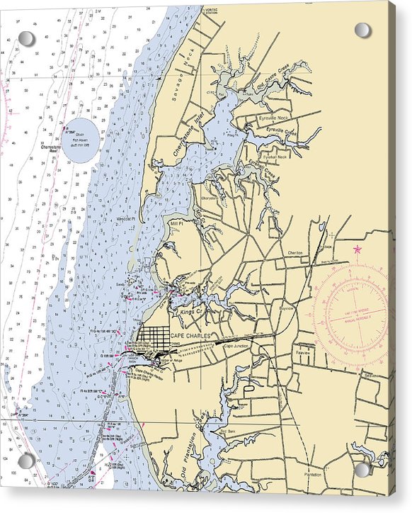 Cape Charles -virginia Nautical Chart _v2 - Acrylic Print