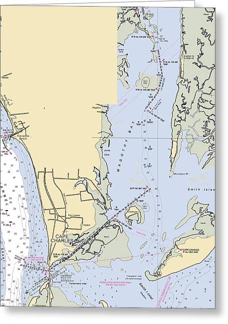 Cape Charles -virginia Nautical Chart _v3 - Greeting Card