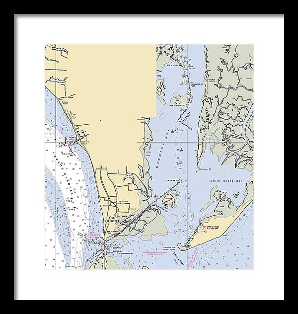Cape Charles -virginia Nautical Chart _v3 - Framed Print