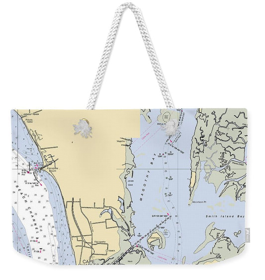 Cape Charles -virginia Nautical Chart _v3 - Weekender Tote Bag