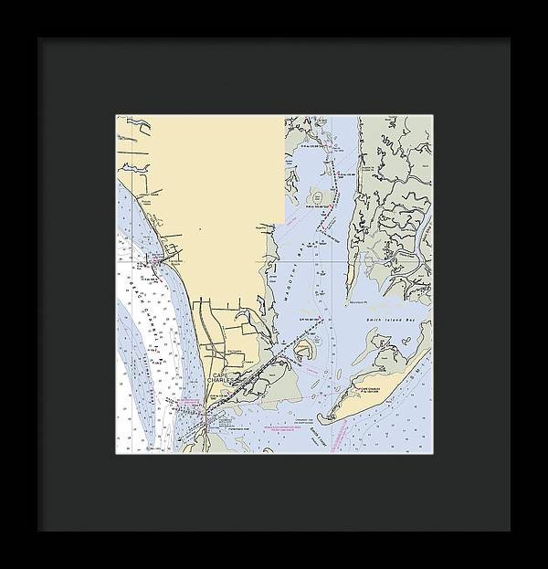Cape Charles -virginia Nautical Chart _v3 - Framed Print