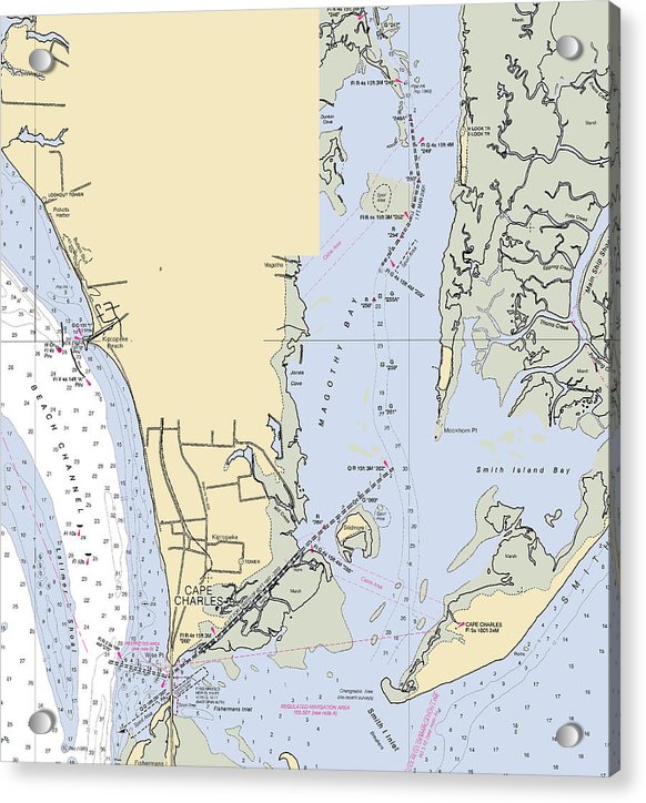 Cape Charles -virginia Nautical Chart _v3 - Acrylic Print