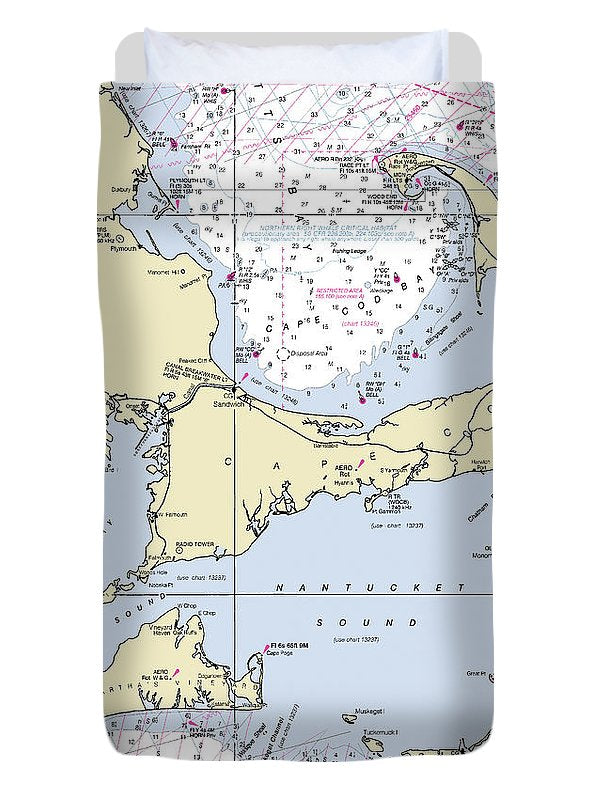Cape Cod and The Islands Massachusetts Nautical Chart - Duvet Cover
