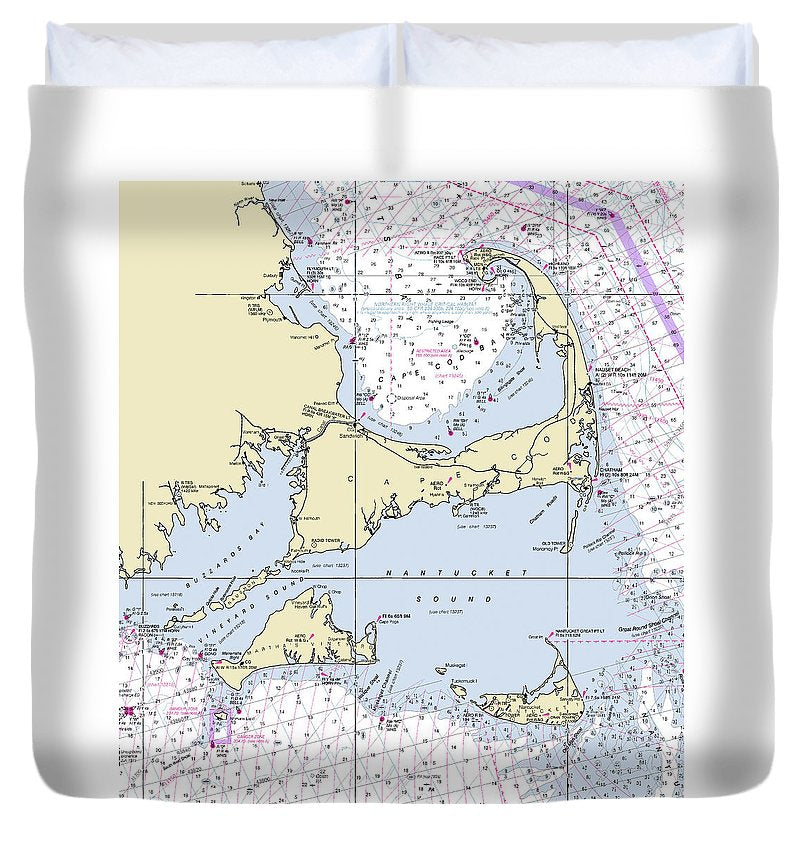 Cape Cod And The Islands Massachusetts Nautical Chart Duvet Cover