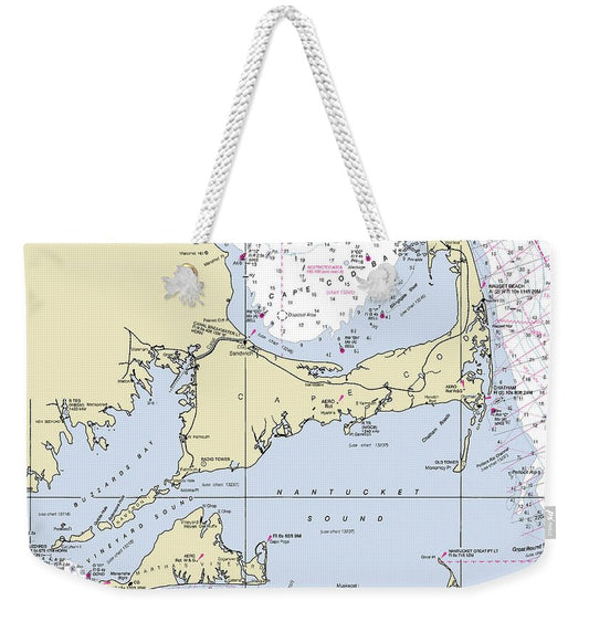 Cape Cod and The Islands Massachusetts Nautical Chart - Weekender Tote Bag
