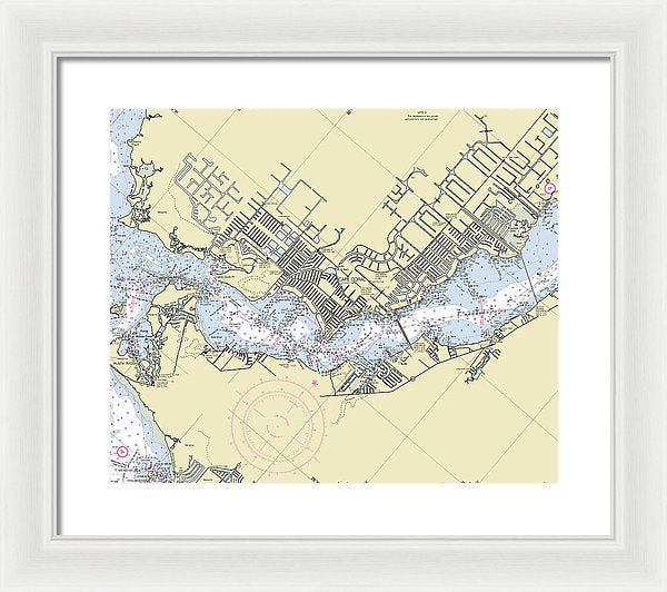 Cape Coral Florida Nautical Chart - Framed Print