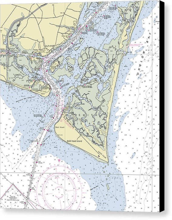 Cape Fear North Carolina Nautical Chart - Canvas Print
