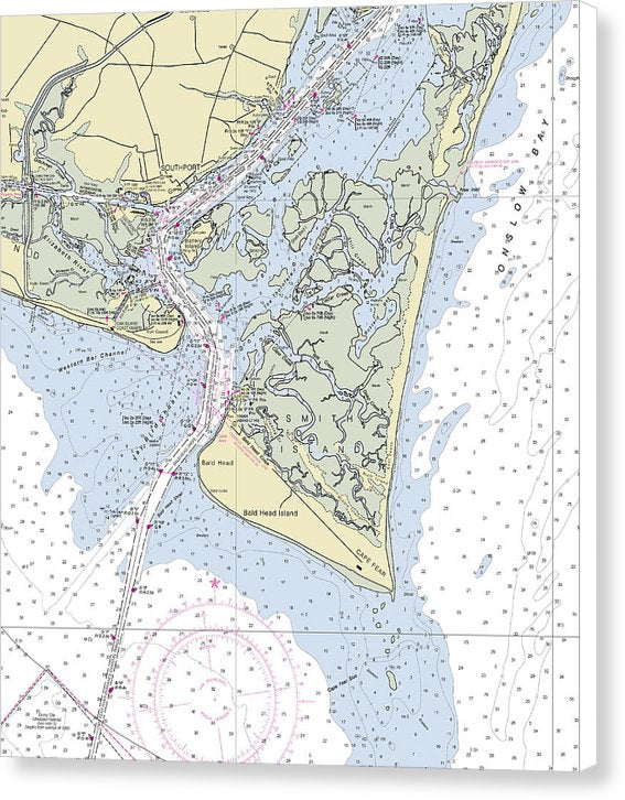 Cape Fear North Carolina Nautical Chart - Canvas Print