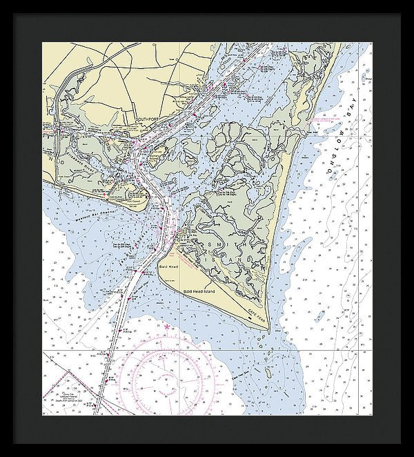 Cape Fear North Carolina Nautical Chart - Framed Print