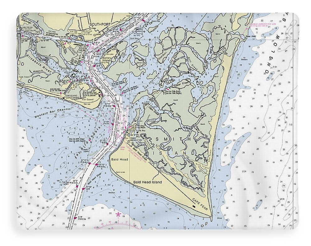 Cape Fear North Carolina Nautical Chart - Blanket