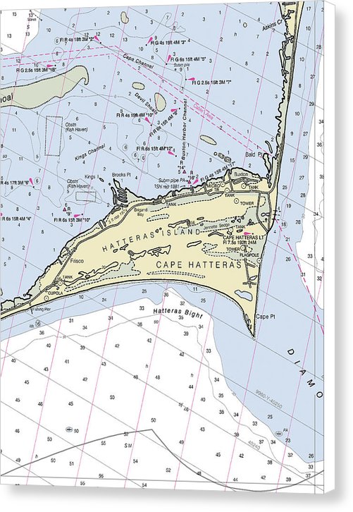 Cape Hatteras North Carolina Nautical Chart - Canvas Print