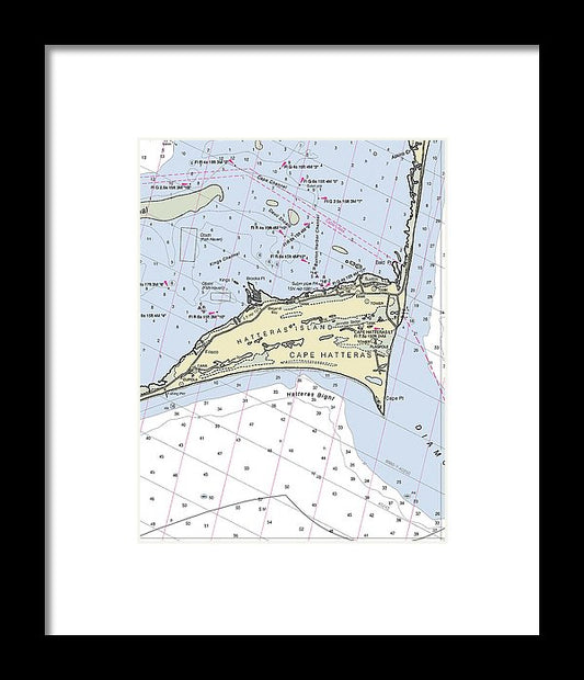 Cape Hatteras North Carolina Nautical Chart - Framed Print