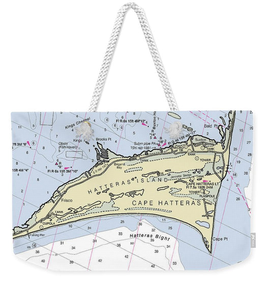 Cape Hatteras North Carolina Nautical Chart - Weekender Tote Bag