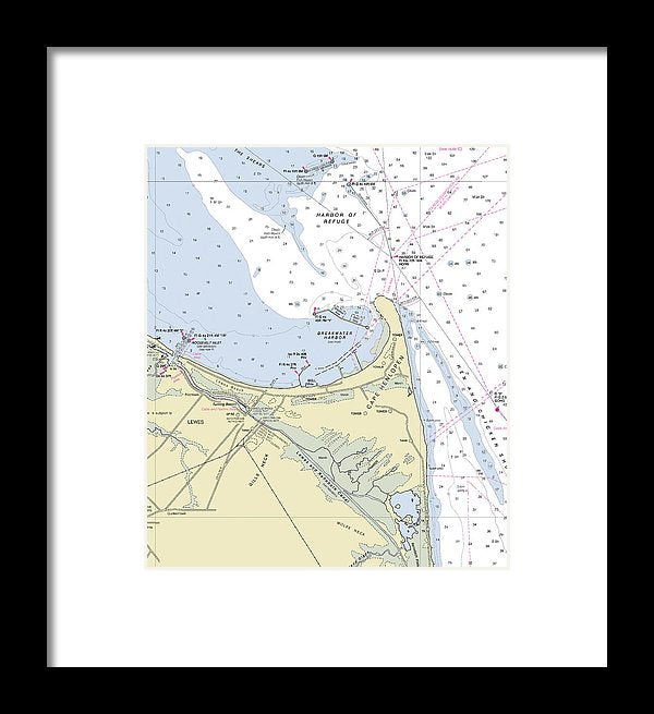 Cape Henlopen Delaware Nautical Chart - Framed Print