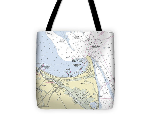 Cape Henlopen Delaware Nautical Chart Tote Bag