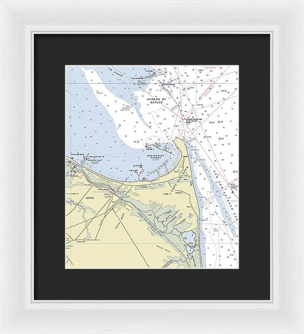 Cape Henlopen Delaware Nautical Chart - Framed Print