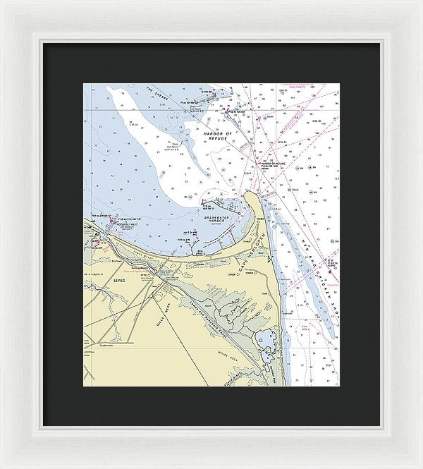 Cape Henlopen Delaware Nautical Chart - Framed Print