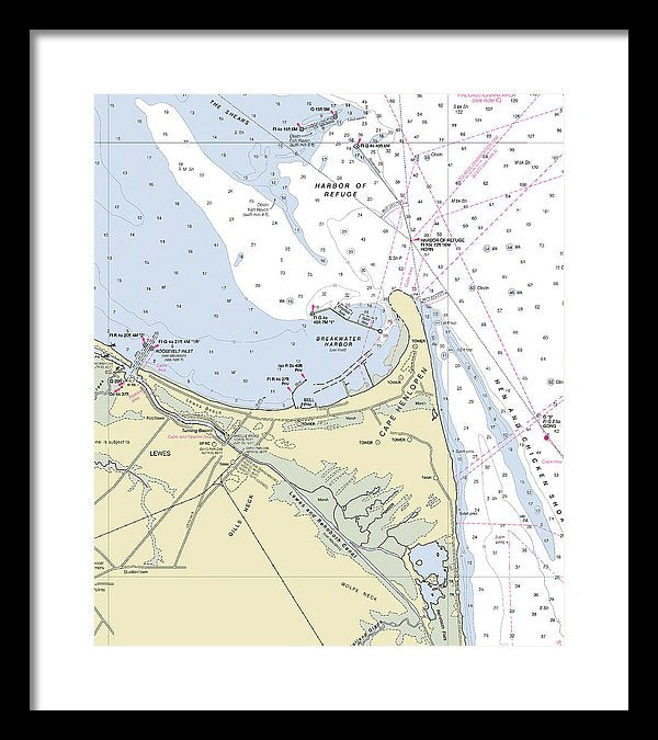 Cape Henlopen Delaware Nautical Chart - Framed Print