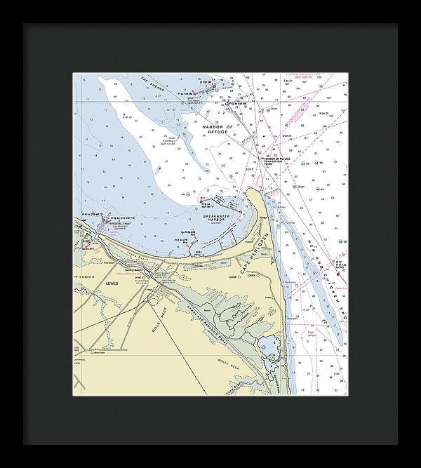 Cape Henlopen Delaware Nautical Chart - Framed Print