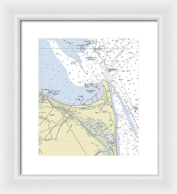 Cape Henlopen Delaware Nautical Chart - Framed Print