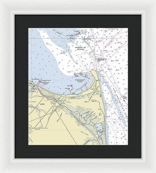Cape Henlopen Delaware Nautical Chart - Framed Print