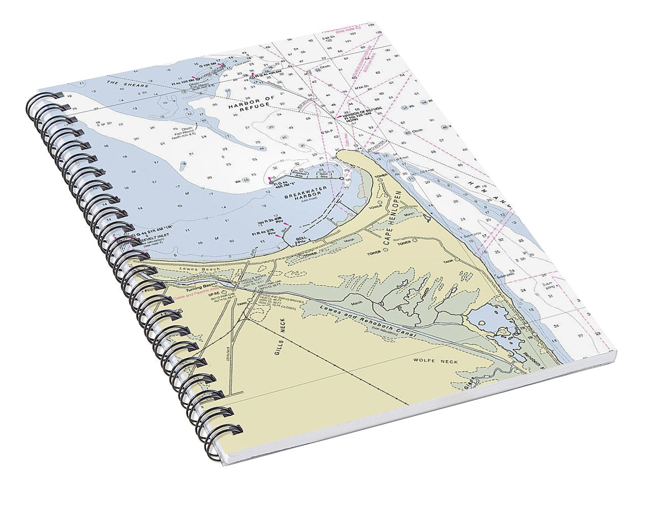 Cape Henlopen Delaware Nautical Chart - Spiral Notebook
