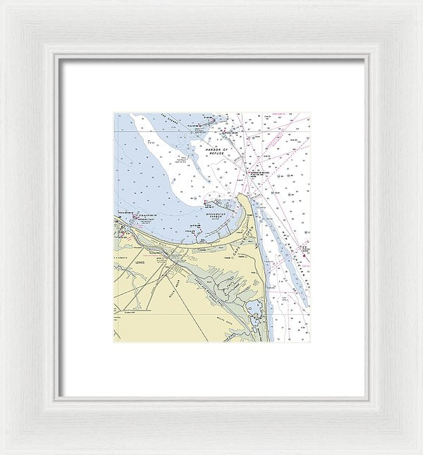 Cape Henlopen Delaware Nautical Chart - Framed Print