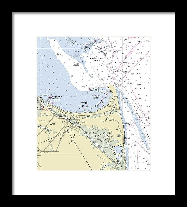 Cape Henlopen Delaware Nautical Chart - Framed Print