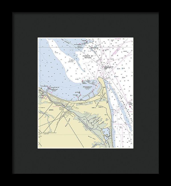 Cape Henlopen Delaware Nautical Chart - Framed Print