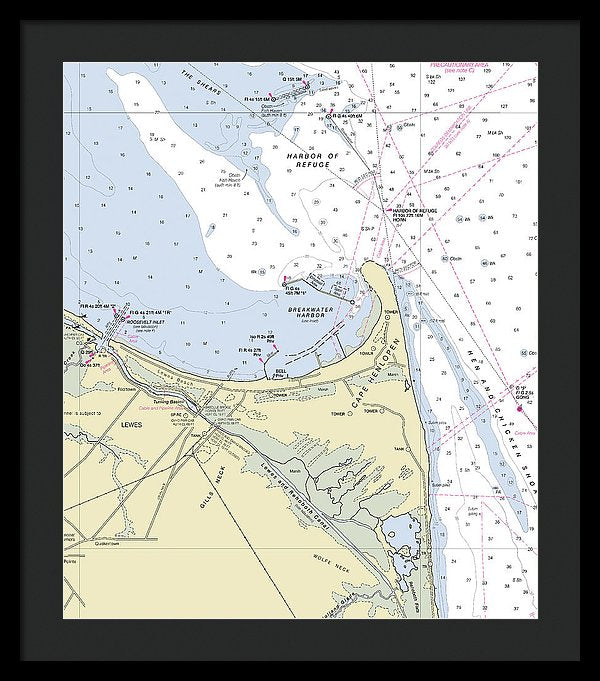 Cape Henlopen Delaware Nautical Chart - Framed Print