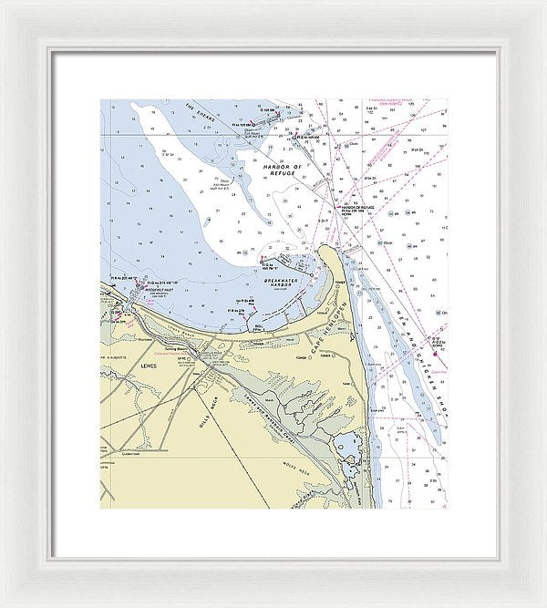 Cape Henlopen Delaware Nautical Chart - Framed Print