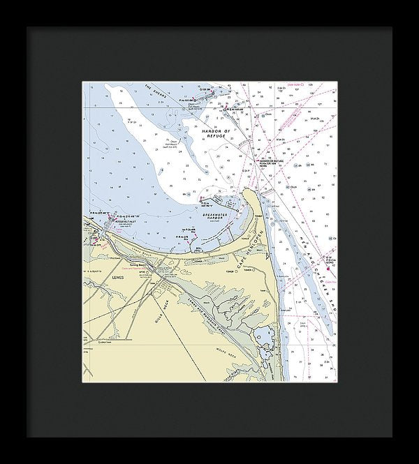 Cape Henlopen Delaware Nautical Chart - Framed Print