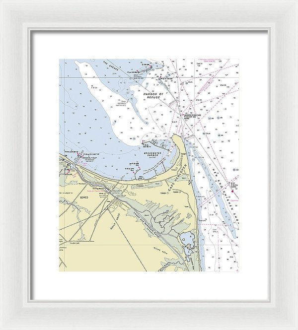 Cape Henlopen Delaware Nautical Chart - Framed Print