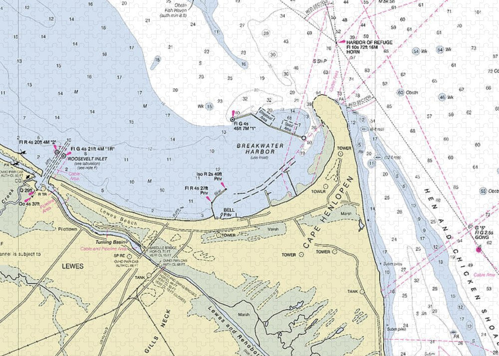 Cape Henlopen Delaware Nautical Chart - Puzzle