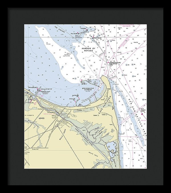 Cape Henlopen Delaware Nautical Chart - Framed Print