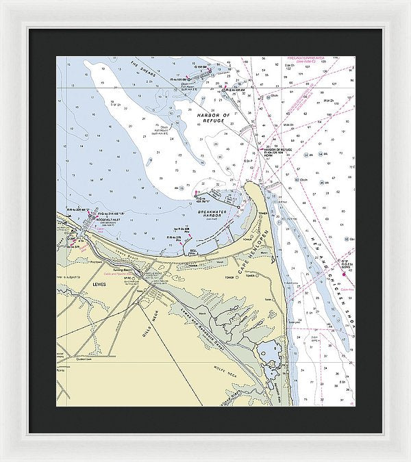 Cape Henlopen Delaware Nautical Chart - Framed Print