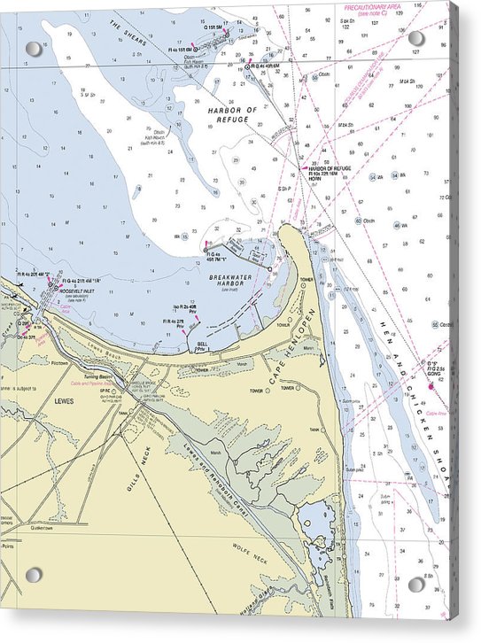 Cape Henlopen Delaware Nautical Chart - Acrylic Print