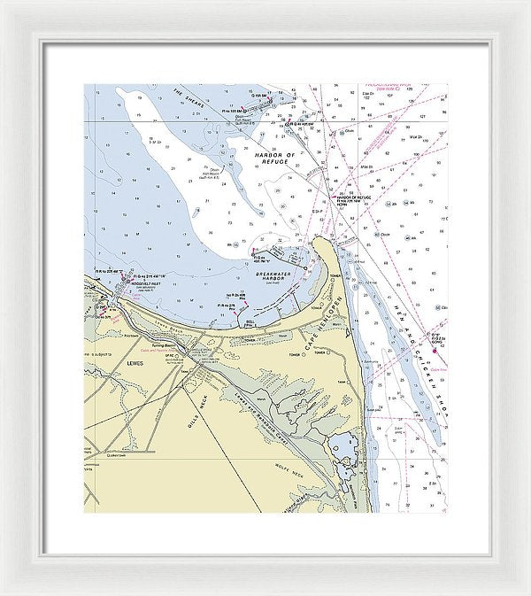 Cape Henlopen Delaware Nautical Chart - Framed Print