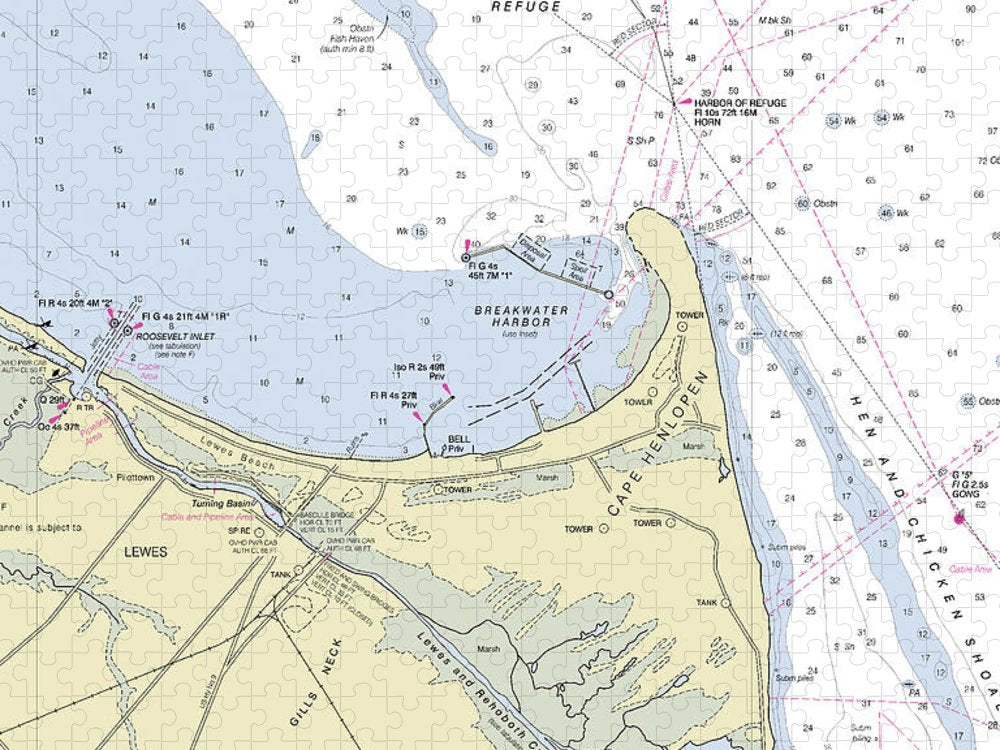 Cape Henlopen Delaware Nautical Chart Puzzle