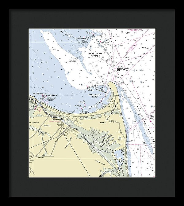 Cape Henlopen Delaware Nautical Chart - Framed Print