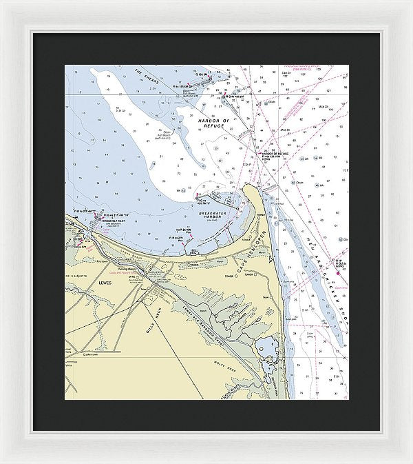 Cape Henlopen Delaware Nautical Chart - Framed Print