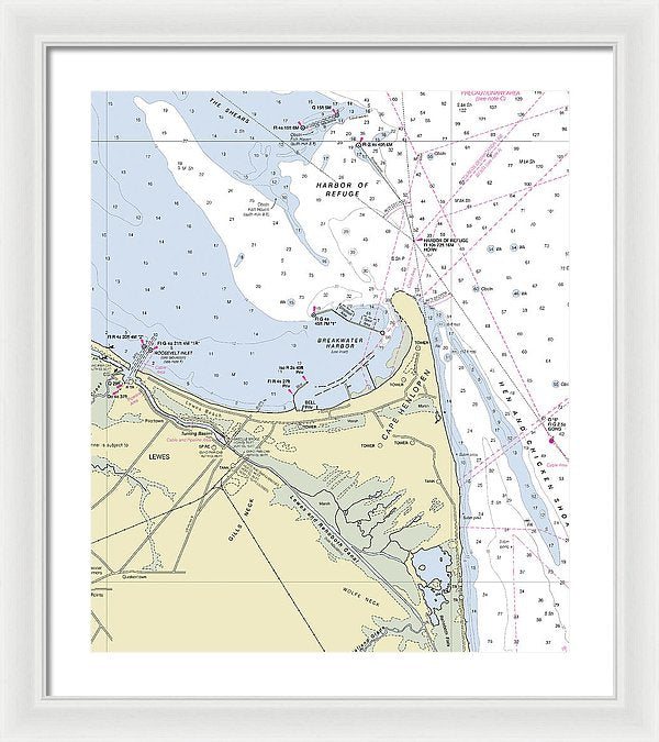 Cape Henlopen Delaware Nautical Chart - Framed Print