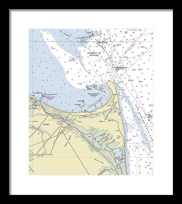 Cape Henlopen Delaware Nautical Chart - Framed Print