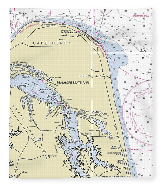 Cape Henry To Virginia Beach Virginia Nautical Chart Blanket