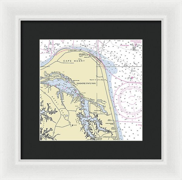 Cape Henry To Virginia Beach Virginia Nautical Chart - Framed Print