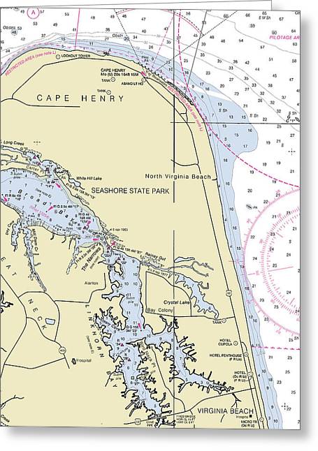 Cape Henry To Virginia Beach Virginia Nautical Chart - Greeting Card