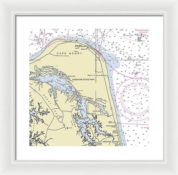 Cape Henry To Virginia Beach Virginia Nautical Chart - Framed Print