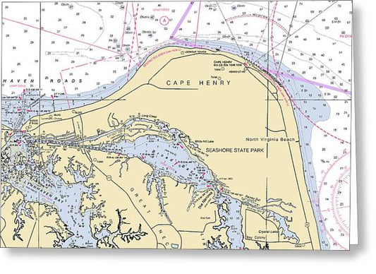 Cape Henry-virginia Nautical Chart - Greeting Card