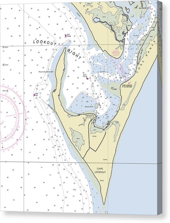 Cape Lookout North Carolina Nautical Chart Canvas Print